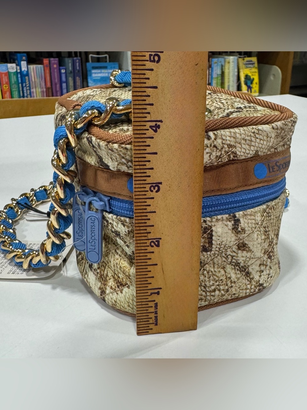 Lesportsac Snake Print Crossbody Bag with Blue and Brown Accents - Picture 6 of 8